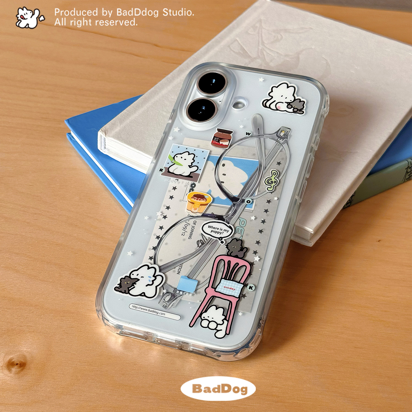 BadDog白的狗原创“宠物公司”双层磨砂手机壳保护套iphone苹果17可爱个性promax透明