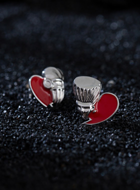 斑sama原创设计甜美辣妹风心形珐琅耳钉二次元生日礼物亚文化Y2K