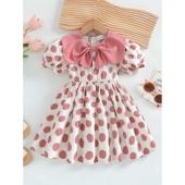 洋气甜美粉色蝴 中小童时尚 全棉纯棉2025年新款 女童连衣裙春夏新款