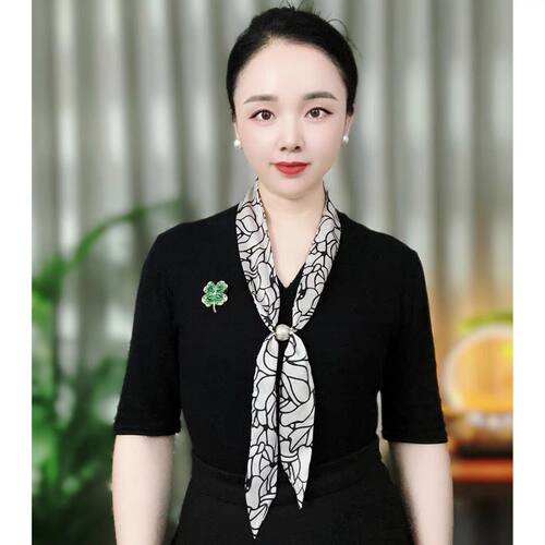 春夏新款女士贝珠长条丝巾项链