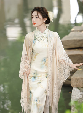 中国风蕾丝开衫披肩女镂空外搭