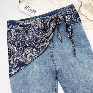 复古腰果花丝巾女系腰三角巾腰带牛仔裤腰间配饰旅游百搭方巾屁帘
