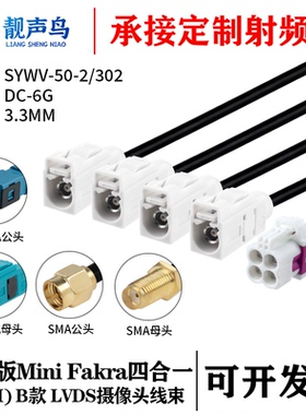 罗森版迷你FAKRA四合一(HFM)母 B款转FAKRA/SMA SYWV-50-2/302线