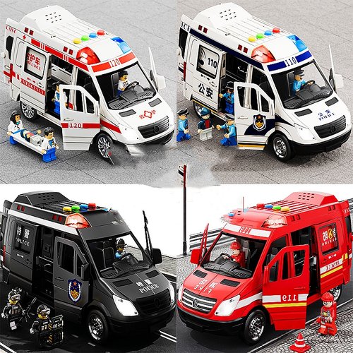 智能音乐救护车玩具5门可开早教