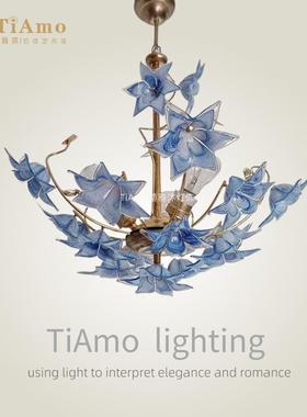 法式Murano穆拉诺吊灯中古覆古现代轻奢客厅饭厅卧室花卉玻璃吊灯