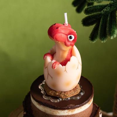 儿童节日派对男孩生日蜡烛恐龙蛋恐龙霸王龙副栉龙蛋糕装饰摆件