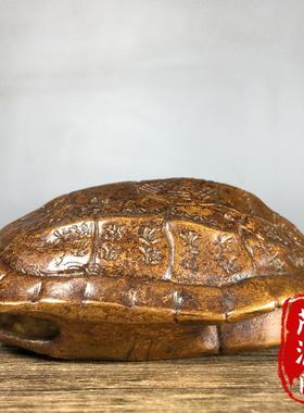 古玩仿古纯铜龟壳摆件富甲天下招财手把件桌面装饰品铜器茶宠收藏