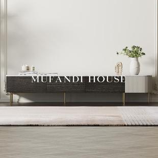 慕梵迪现代简约轻奢高级感天然大理石电视柜设计师家用客厅地柜