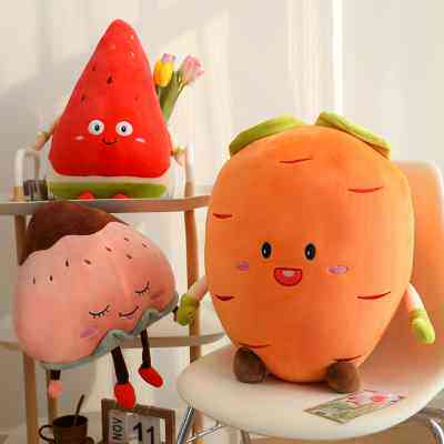 可爱西瓜公仔毛绒玩具抱枕睡觉公仔坐靠垫布娃娃水果玩偶女孩超软