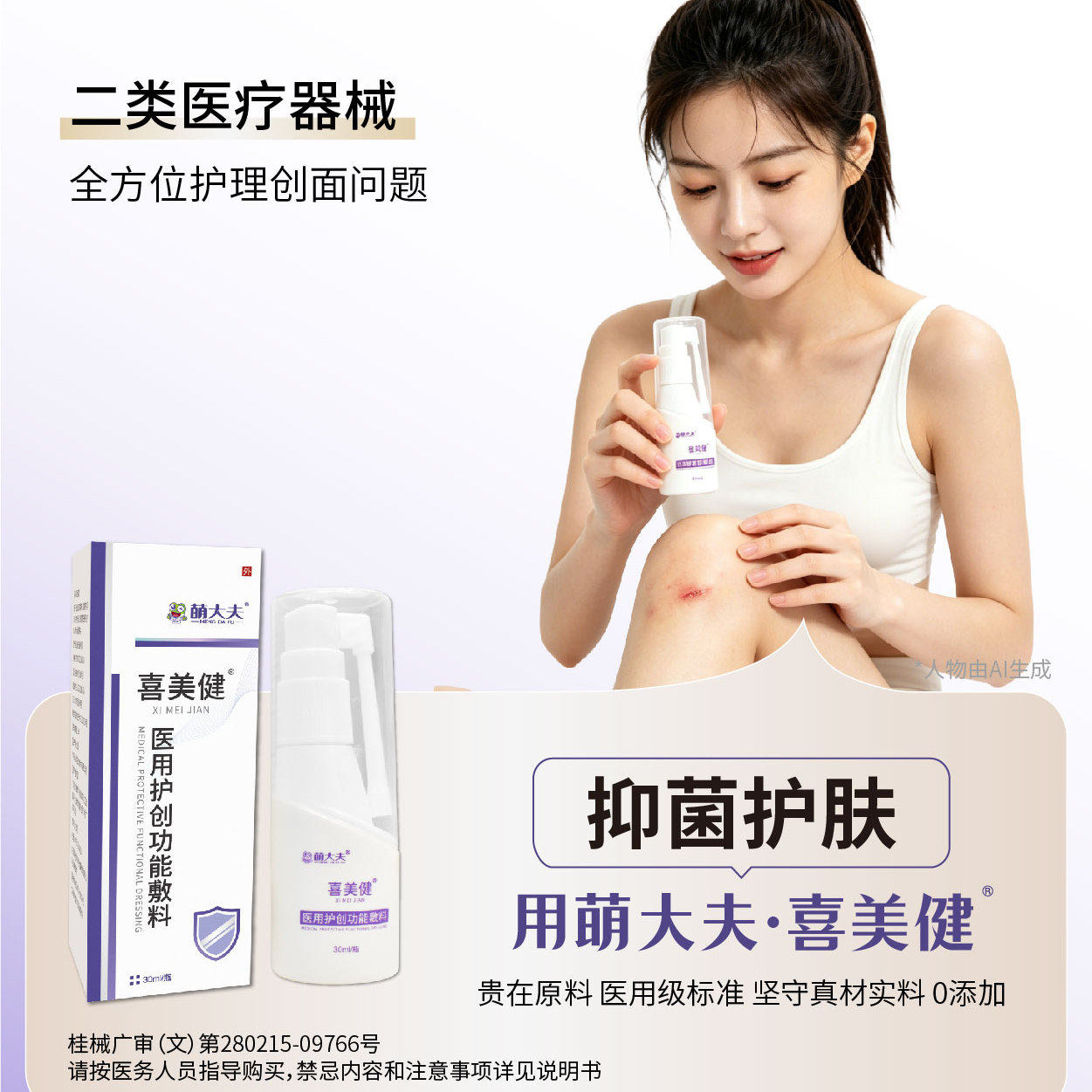 萌大夫喜美健抑菌喷剂脚汗脚气脚丫痒脱皮狐臭无色无味医用敷料