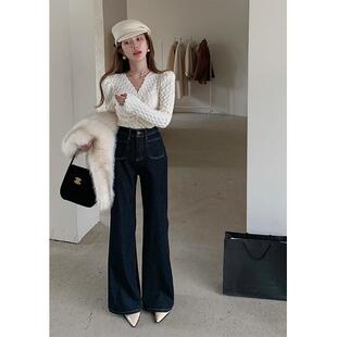 JONNH 女宽松微喇裤 本期bi入 高腰牛仔裤 不易掉色四面弹 BRAZA