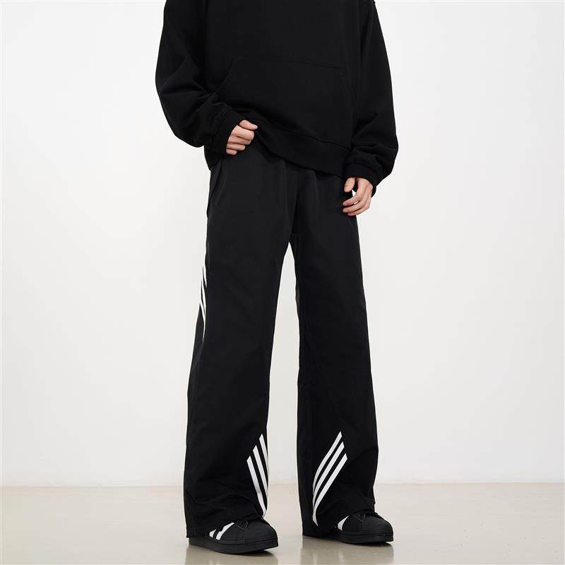 KISKO美式垂坠感条纹运动休闲裤男女潮流直筒阔腿户外冲锋裤子ins