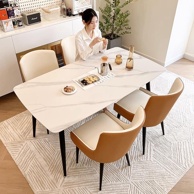 新款岩板餐桌椅组合轻奢现代简约长方形小户型专用饭桌多功能家用