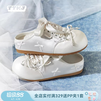 TTKJ半包拖勃肯鞋女春夏外穿懒人一脚蹬蝴蝶结大头鞋厚底增高鞋子