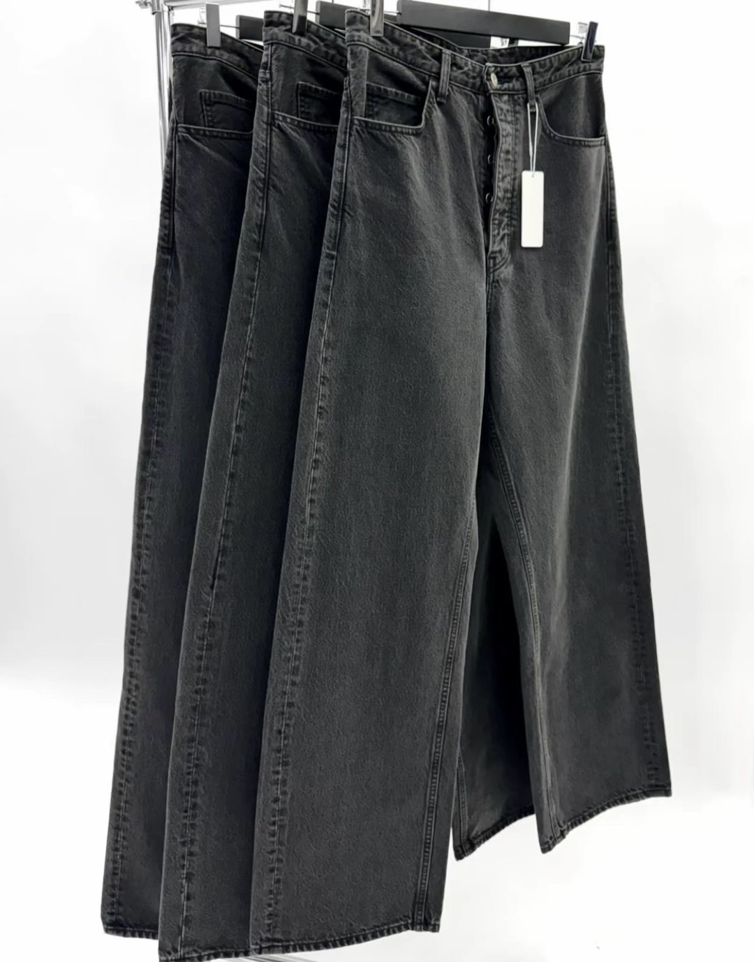 【草鱼Club】009冰蓝水洗黑牛仔裤高级宽松百搭vibe堆积cleanfit