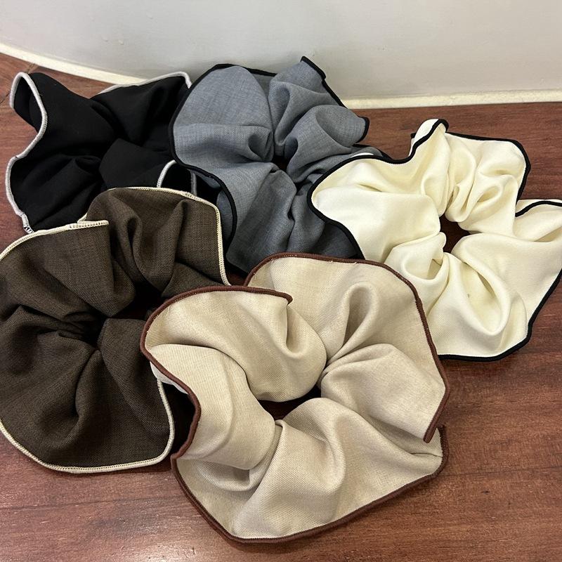 纯色镶边百搭布艺发绳西装料发圈