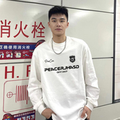 高街宽松打底衫 美式 t恤男秋季 ins国潮牌原创字母印花重磅纯棉长袖