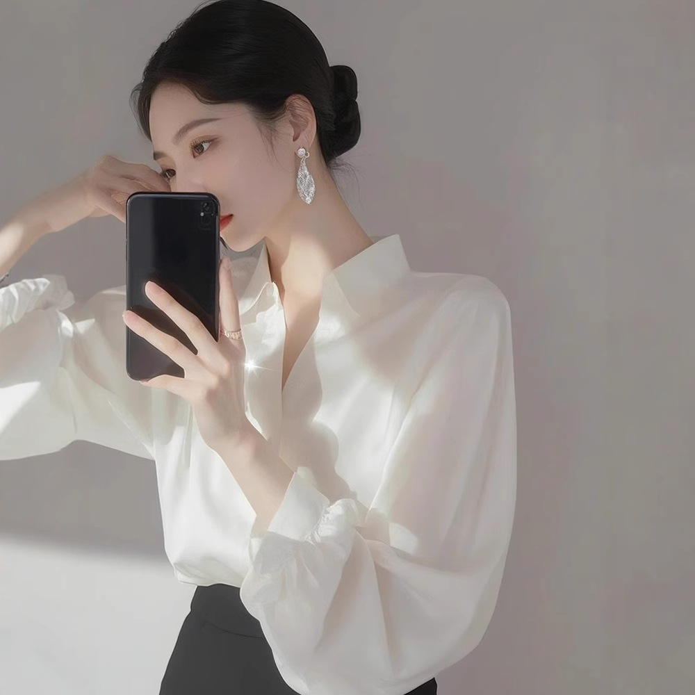 白色衬衫女职业高级感2025春季新款轻熟御姐穿搭上衣时尚雪纺小衫