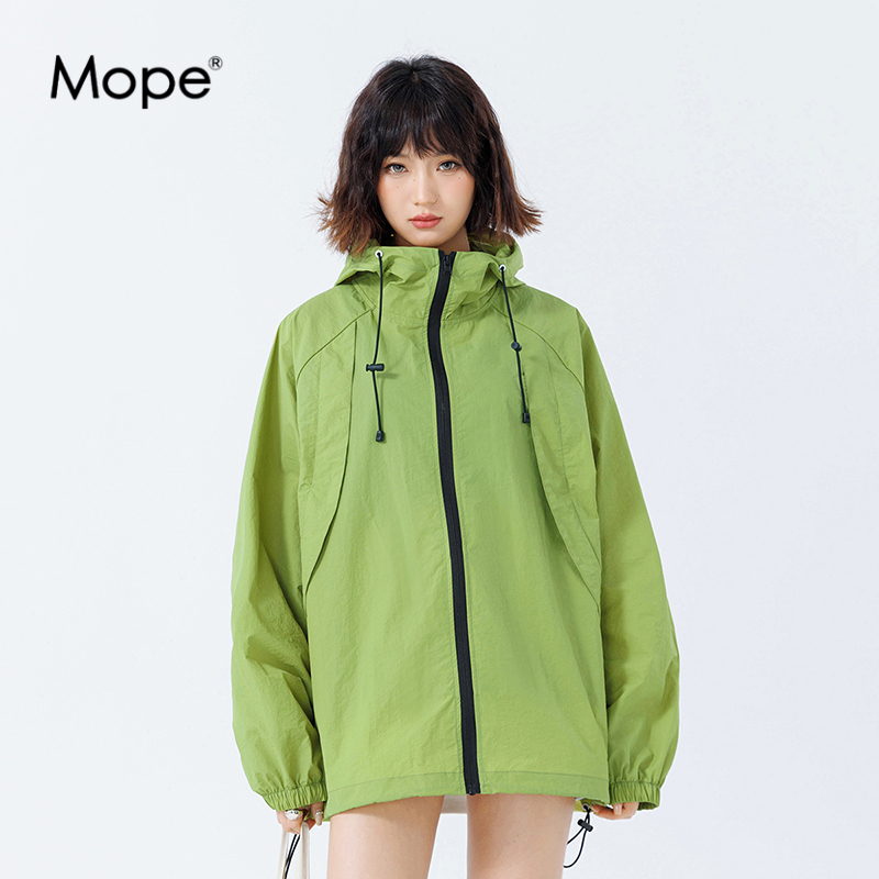 MOPE连帽防晒衣女夏季轻薄透气凉感运动休闲外套时尚百搭宽松上衣