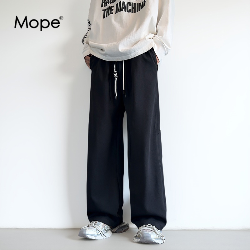 MOPE美式条纹休闲裤男春秋季宽松运动百搭直筒裤时尚潮流长裤子