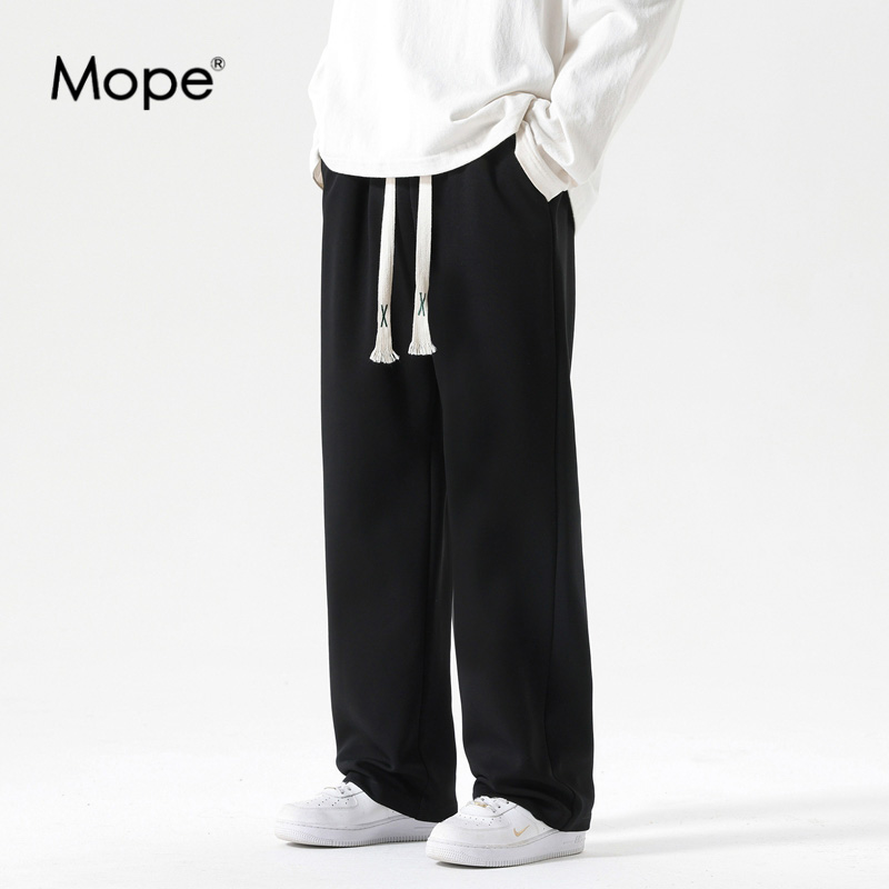 MOPE休闲裤男春秋季宽松运动直筒裤潮流百搭纯色长裤子