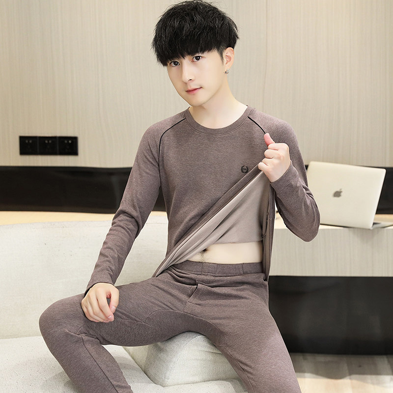 德绒保暖内衣男士青少年校服内搭高中生秋衣男款2024新款秋衣秋裤