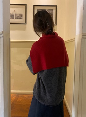 SecondMoon山羊绒百搭纯色针织加厚披肩保暖套头