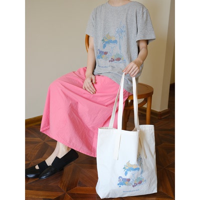 SecondMoon's Gift韩国进口纯棉单肩百搭夏日彩色手绘帆布袋女