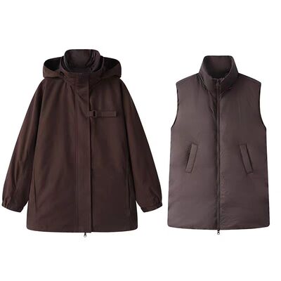 休闲风连帽羽绒服女两件套