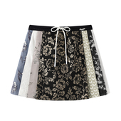 拼接抽绳百褶A字半身裙 新中式 DN高端定制2025秋季 新款