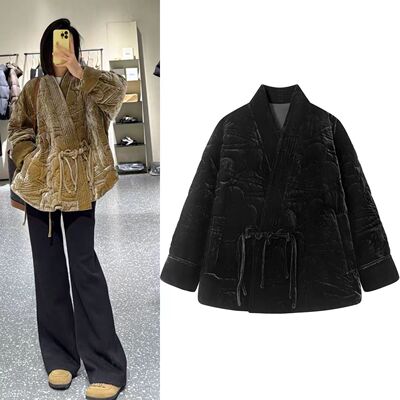 新中式丝绒刺绣羽绒服女