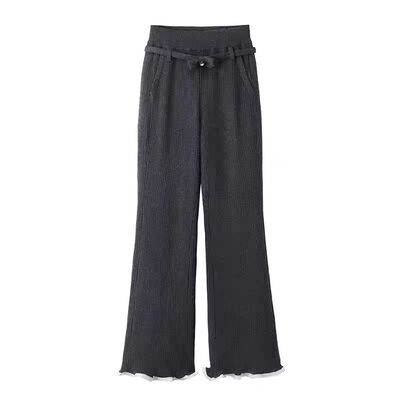 高腰显瘦垂感针织长裤女