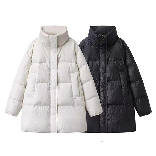 气质宽松中长款立领长袖羽绒服女