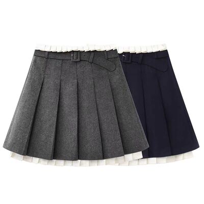 学院风高腰百褶半身裙女