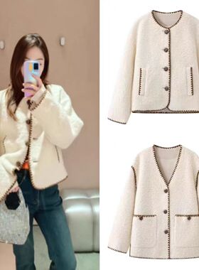 DN高端定制温柔风毛呢短外套女2025冬季新款宽松显瘦百搭气质外套