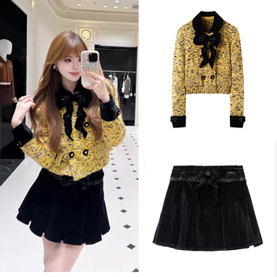 蝴蝶结重工装饰针织开衫女