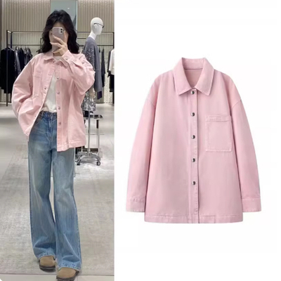 翻领宽松休闲牛仔衬衫外套女
