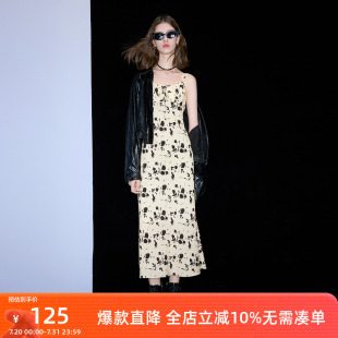 ibudu2025春季 国风水墨画印花连衣裙吊带裙女 新款 新中式