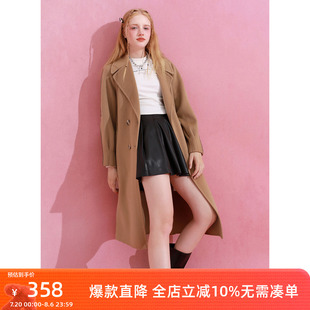 長款 雙面呢外套羊毛大衣寬松小個子 新款 三彩獨醒2023冬季