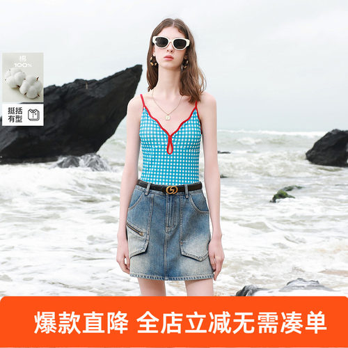 ibudu2025夏季新款设计感水洗棉牛仔裙半身裙修身小A裙女