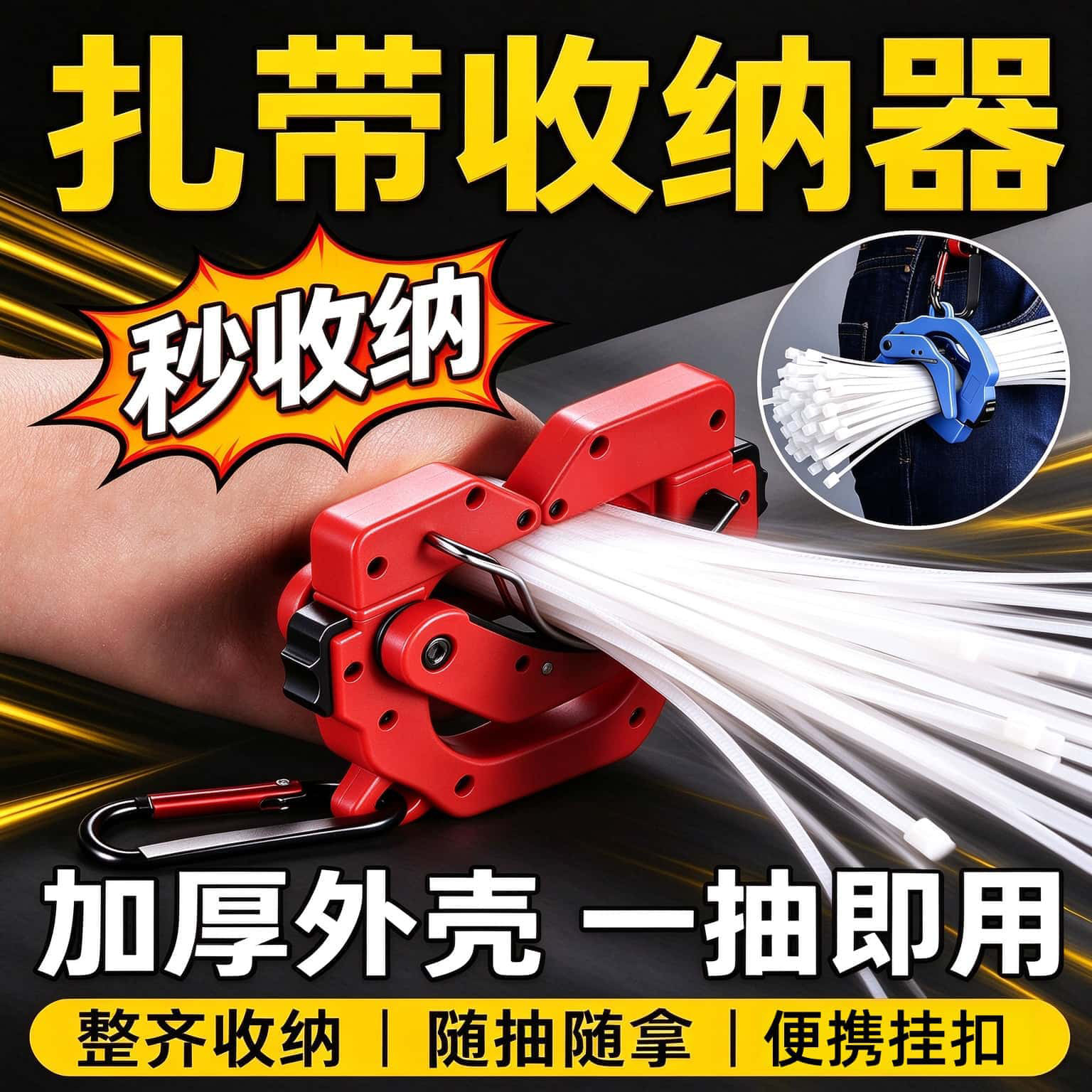 轧带收纳器固定器捆绑带便携电工水暖电工专用大容量扎带挂扣工具