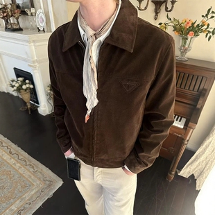 老钱风仿牛反绒翻领夹克外套男女秋季复古麂皮感短宽版型拉链上衣