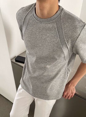 280g重磅结构boxy短袖男女高级感半袖情侣cleanfit液态肌理T恤潮