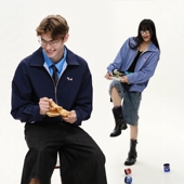 外套 哈灵顿休闲情侣衬衫 美式 翻领双面穿刺绣格纹夹克男女复古经典