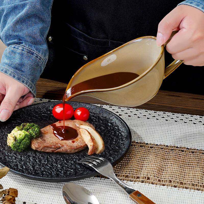 陶瓷牛排酱汁杯船形酱料壶创意西餐餐具西式陶瓷汁斗酱斗带把手柄,餐饮具,马克杯,淘宝优惠券,粉丝福利购,淘宝优惠卷