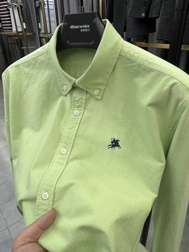 100%纯棉牛津纺磨毛衬衫中青年男士长袖绣花春季休闲百搭寸衫潮流