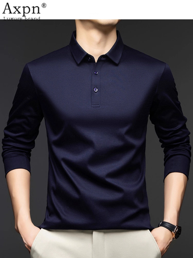 丝光棉时尚长袖t恤男士2025秋冬新款中年翻领休闲时尚polo衫上衣,男装,T恤,淘宝优惠券,粉丝福利购,淘宝优惠卷