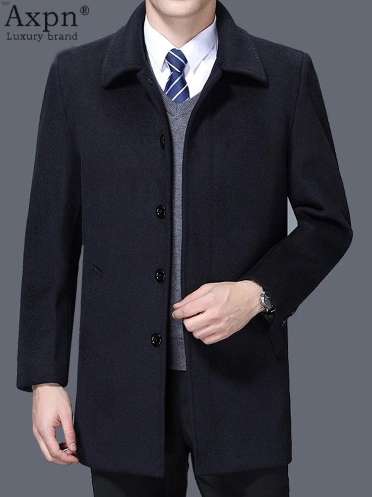 双面毛呢大衣男2025年秋冬新款正品中长款风衣加厚中老年外套男士