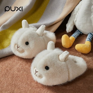 朴西宝宝棉拖鞋新款秋冬季保暖卡通可爱女孩室内防滑儿童毛毛鞋男