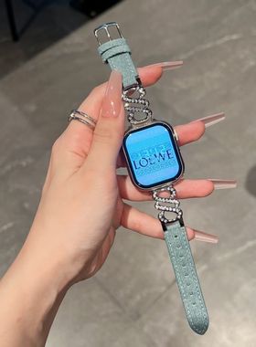 适用vivo watchGT复古镶钻金属S型拼牛仔皮iQOO watchGT气质表带